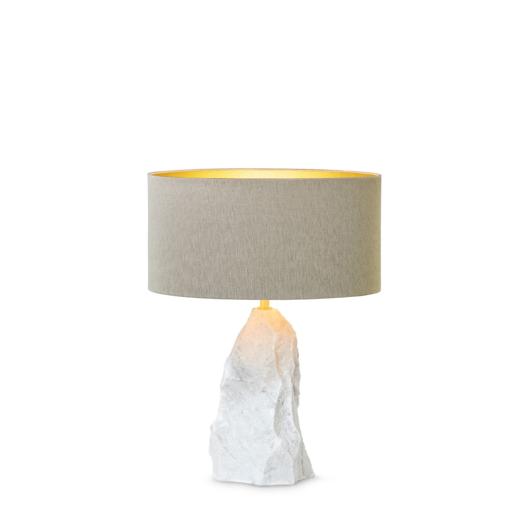 Ginger & Jagger's new Pico Table Lamp, a solid block of hand carved marble.